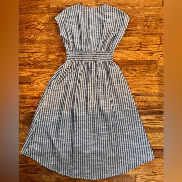 NWOT Max Studio Tie Front Cotton Blend Navy/White Train Striped Midi Dress - Picture 8 of 16